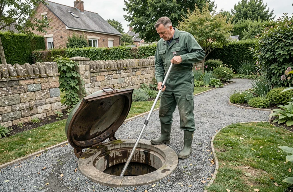 Plombier assainissement d'Assainissement De La Région Centre inspectant un regard de canalisation dans un jardin à Orléans